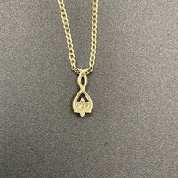 Ladies 9ct Yellow Gold Curb Link Chain & Diamond Cluster Pendant