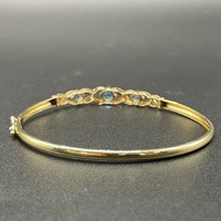Ladies 9ct Yellow Gold Blue Stone Trifari Bangle