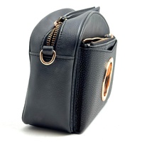 Mimco 60250329 Serene Crossbody Bag Black Pebbled Leather Rose Gold