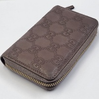 Authentic GUCCI Microguccissima Brown Leather Zip Around Wallet - 255452