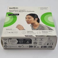 Belkin SoundForm ClearFit Open-Ear Wireless Earbuds - Bluetooth Headphones with IPX5 Water Resistance & Deep Bass - Sand