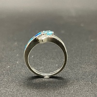 Ladies 925 Sterling Silver Blue Stone & Opal Ring