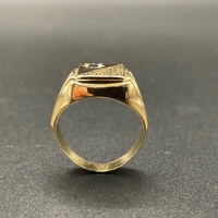Mens 18ct Yellow Gold Diamond Signet Ring