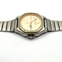 Seiko Quartz Octagonal Mens Day Date Champagne Dial Steel Bracelet