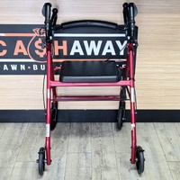 Aidacare Aspire Foldable Rollator Walker Seat Red 130kg Weight Limit