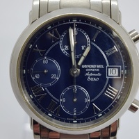 Raymond Weil Geneve Saxo Vintage 90s Automatic Blue Chronograph Mens Watch