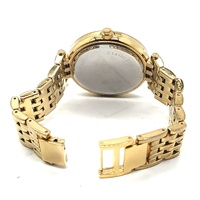 Elite Ladies Gold Tone Quartz Watch Crystal Bezel Sunray Dial 5080283