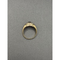 Mens 9ct Yellow Gold Black Onyx & Diamond Ring