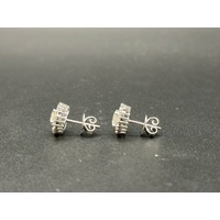 Ladies 9ct White Gold Natural Diamond Cluster Stud Earrings