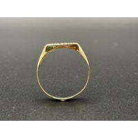 Mens 9ct Yellow Gold Diamond Signet Ring