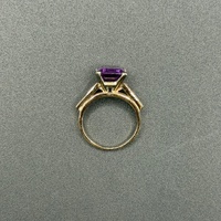 Ladies 9ct Yellow Gold Purple Gemstone & Diamond Ring