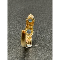 Ladies 9ct Yellow Gold Blue Gemstone & Diamond Huggie Hoop Earrings