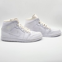 Nike Air Jordan 1 Mid Triple White 2020 Size 8 Leather 554724-130