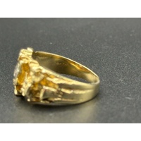 Unisex 14ct Yellow Gold Natural Diamond Ring