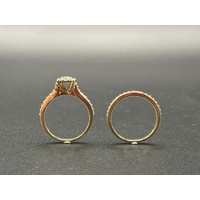 Ladies 9ct Yellow Gold Diamond Cluster Wedding Ring Set