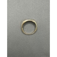 Mens 9ct Yellow Gold Diamond Signet Ring