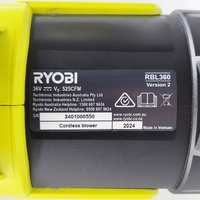 Ryobi RBL360 36V Cordless Jet Fan Blower Skin Only 525CFM
