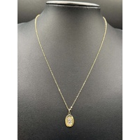 Unisex 10ct Yellow Gold Curb Link Chain & St Christopher Pendant 