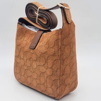 Coach Hadley Mini Crossbody Bag Signature Suede Leather CCE16 Caramel Brown
