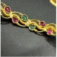 Ladies 21ct Yellow Gold Round Gemstone Bangle