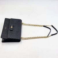 Ted Baker Joanaa Bow Detail Crossbody Bag Black Saffiano Faux Leather Gold Chain Shoulder