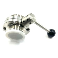2" Tri Clamp Sanitary Butterfly Valve SS304 Pull Handle 3 Position 64 Gauge