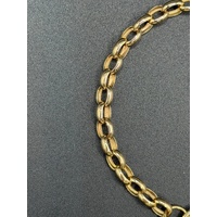 Ladies 9ct Yellow Gold Mum Heart Locket Belcher Link Bracelet