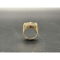 Mens 22ct Yellow Gold Round Sovereign Coin Set In 9ct Ring