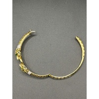 Unisex 18ct Yellow Gold Panther Green Gemstone Bangle