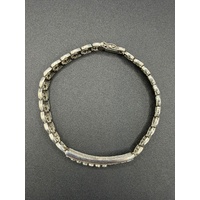 Unisex 14ct White Gold Diamond Fancy Link Bracelet