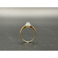 Ladies 9ct Yellow Gold Diamond Halo Ring