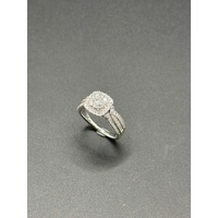 Ladies 10ct White Gold Diamond Cluster Halo Ring