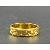 Unisex 22ct Yellow Gold Lazer Cut Pattern Ring