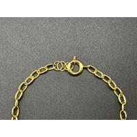Ladies 18ct Yellow Gold Cable Link Heart Charm Bracelet