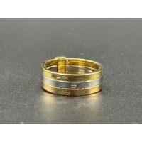 Ladies 18ct Three Tone Gold Stack Ring 