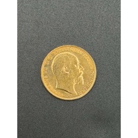 Unisex 22ct Yellow Gold Sovereign 1909 King Edward VII Coin