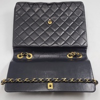 CHANEL Classic Maxi Flap Shoulder Bag Black Lambskin Leather Gold Chain Authenticated