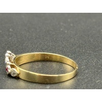 Ladies 9ct Yellow Gold Red Sapphire & Diamond 3 Ring Set