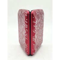 OGON White Floral Pattern Red Aluminum Card Wallet Credit Card Holder