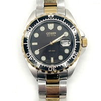 Citizen Eco Drive E110 S000149 Mens Diver 200M Stainless Steel Two Tone Watch