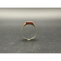 Mens 9ct Yellow Gold Diamond Signet Ring