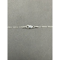 Ladies 18ct White Gold Figaro Chain & Cubic Zirconia Cross Pendant