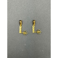 Ladies 9ct Yellow Gold Brown Quartz & CZ Drop Earrings