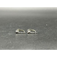 Ladies 9ct White Gold Diamond Oval Hoop Earrings
