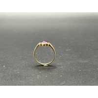 Ladies 18ct Yellow Gold Red Gemstone Solitaire Ring Size K