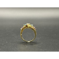 Ladies 9ct Yellow Gold Rainbow Coloured Gemstone Ring