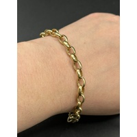 Ladies 9ct Yellow Gold 0.01ct Diamond Belcher Link Bracelet