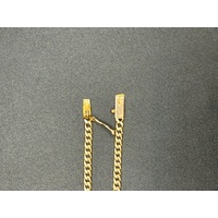 Unisex 18ct Yellow Gold Curb Link Patterned Plaque Bracelet