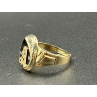 Mens 10ct Yellow Gold Diamond & Black Onyx Initial “A” Ring