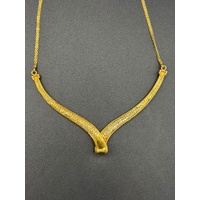 Ladies 21ct Yellow Gold Cubic Zirconia Fancy Link Crown Trifari Necklace